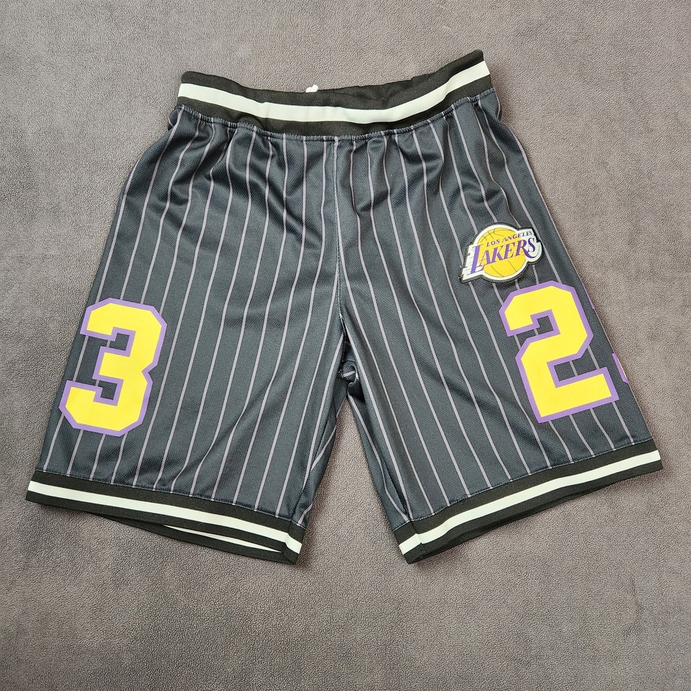 Los Angeles Lakers Shorts Basketball Medium Lebron James #23 NBA Black Pinstripe